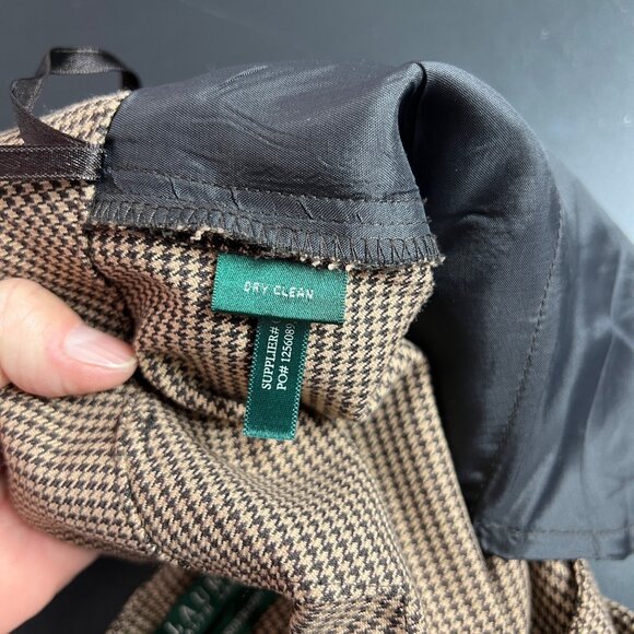 VTG Lauren Ralph Lauren Houndstooth Brown Women's Sanderson Dress Pants Size 8 - Picture 10 of 11